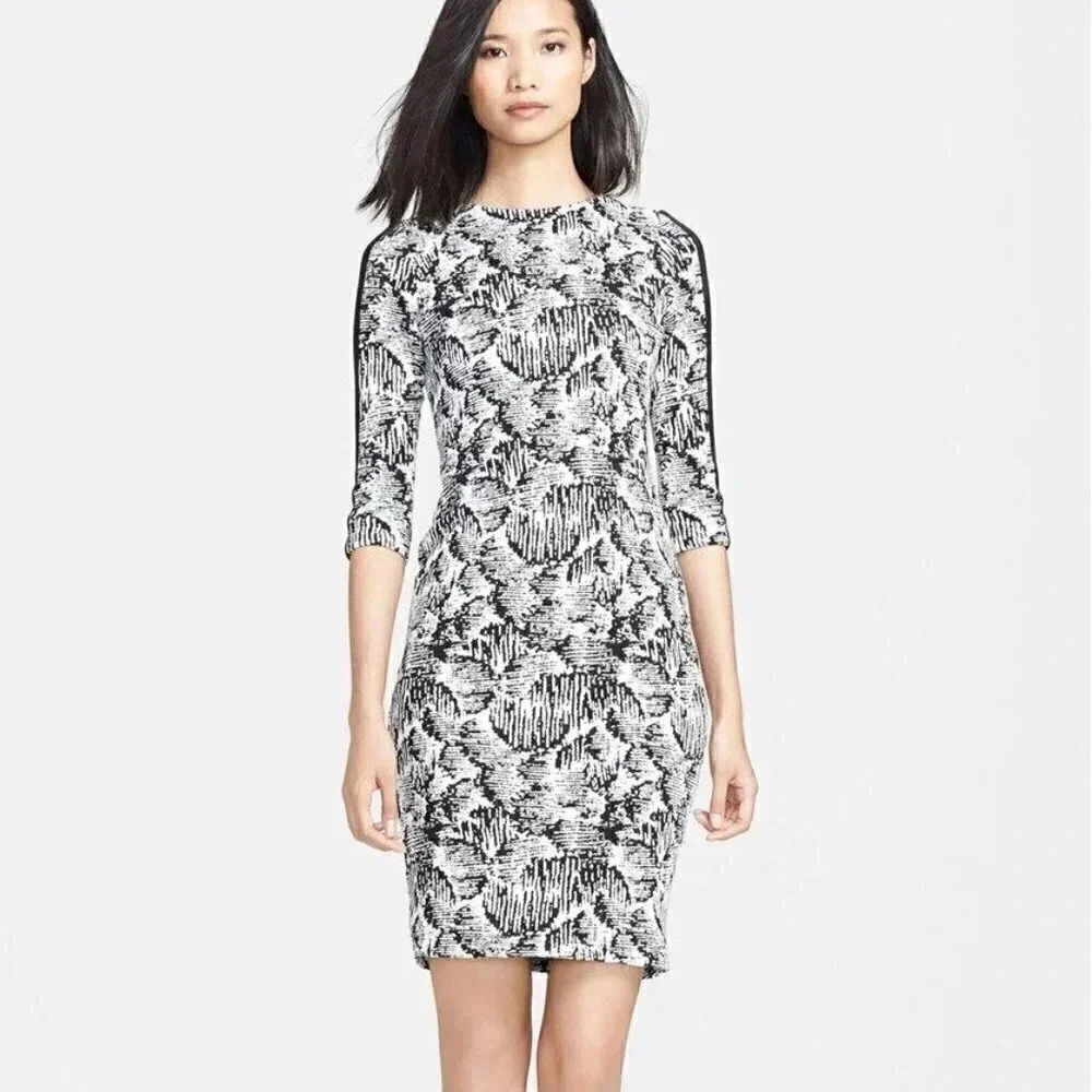 Hunter Bell New York Size M Black and White Nikki Jacquard Ponte Knit Dress